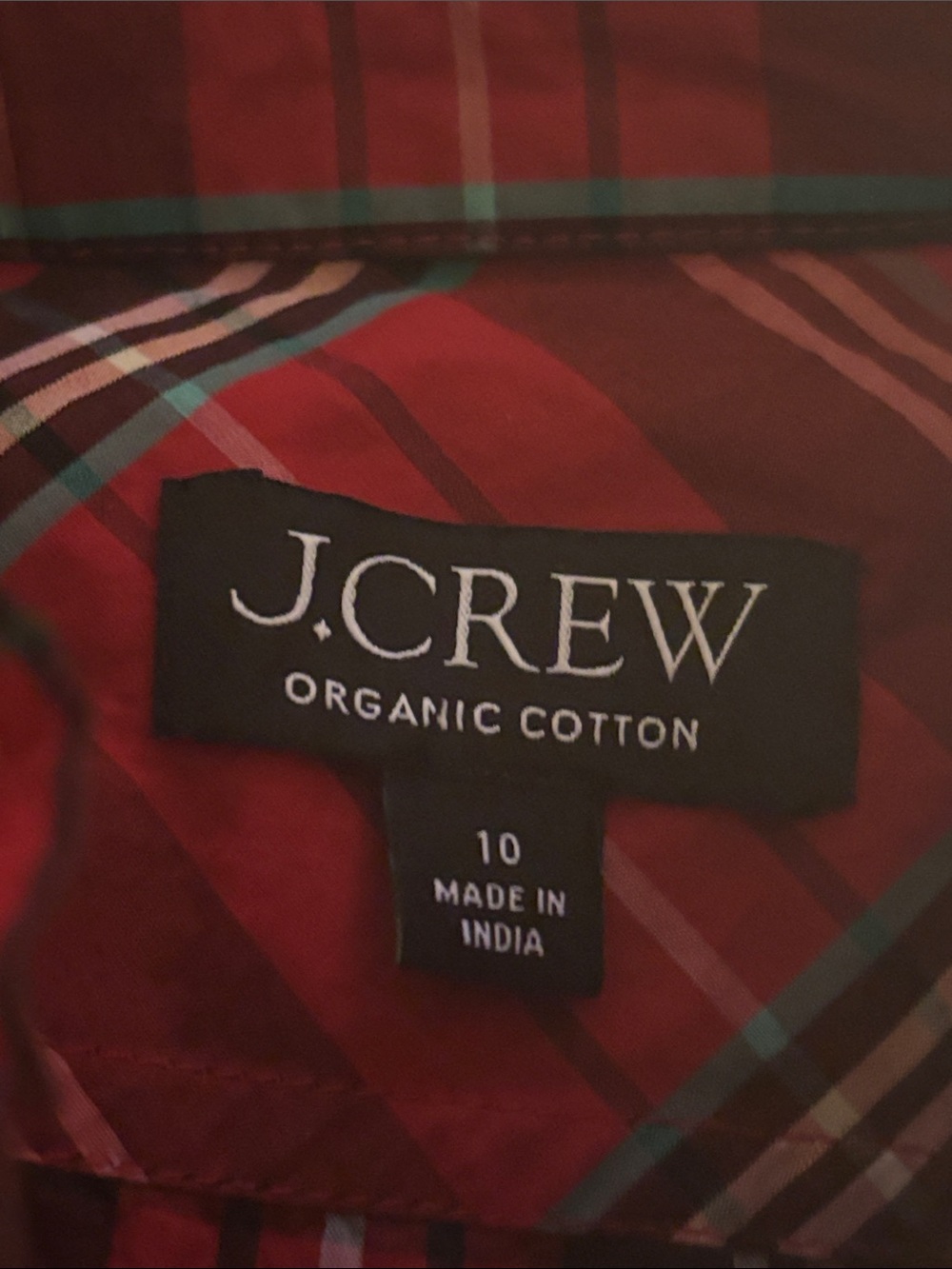 J. Crew Cottage Red Plaid Ruffle-Front Shirt Cotton Poplin Holiday - 10 - Picture 6 of 8
